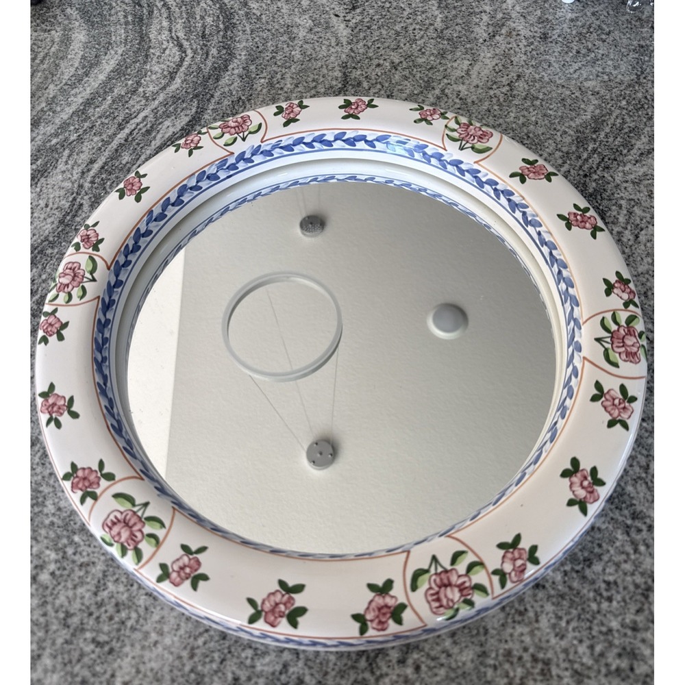 Round Ceramic HandPainted Portugal Wall Mirror by Jay Willfred for Andrea Sadek